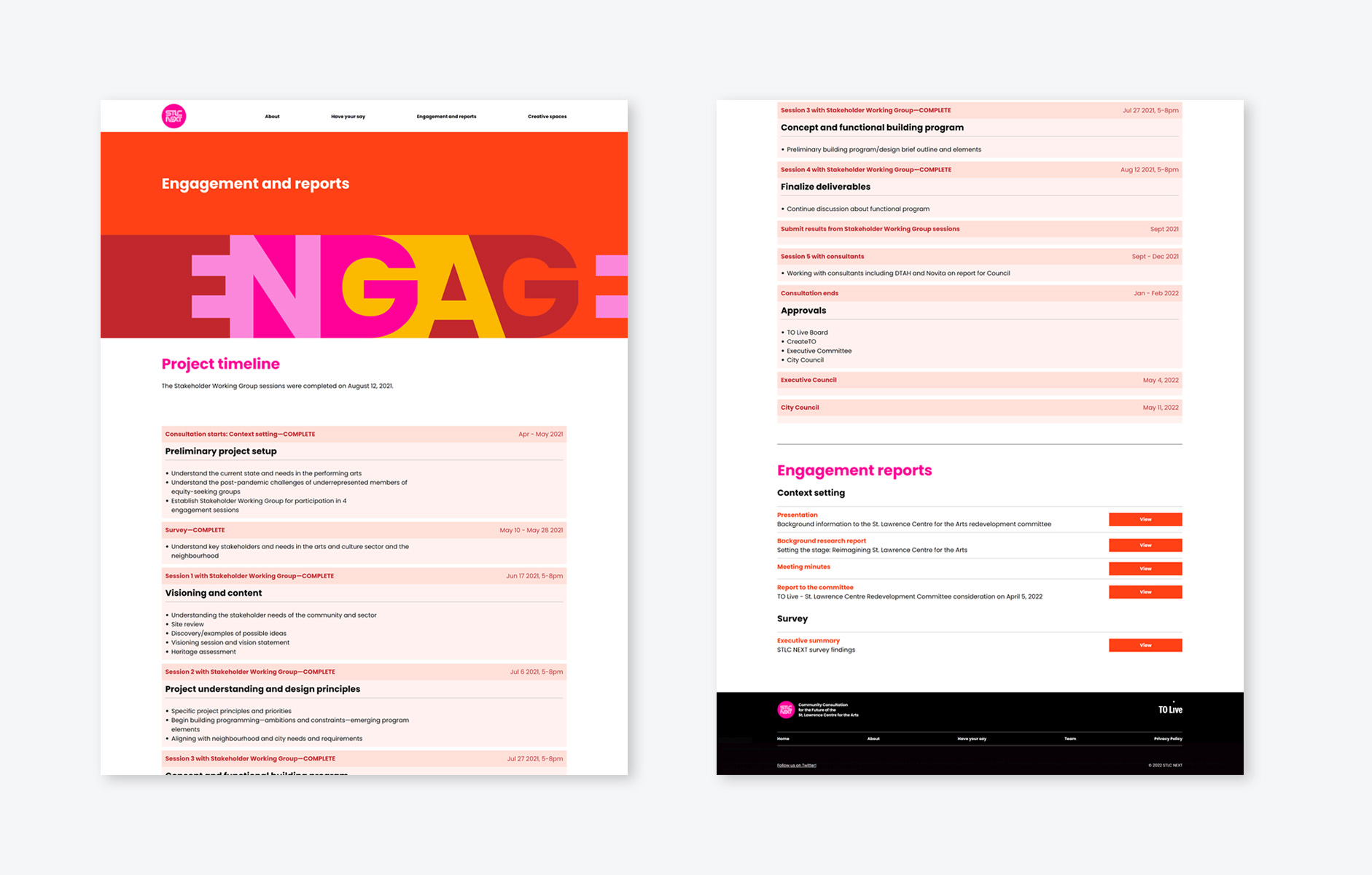 STLC NEXT Engagement and Reports page